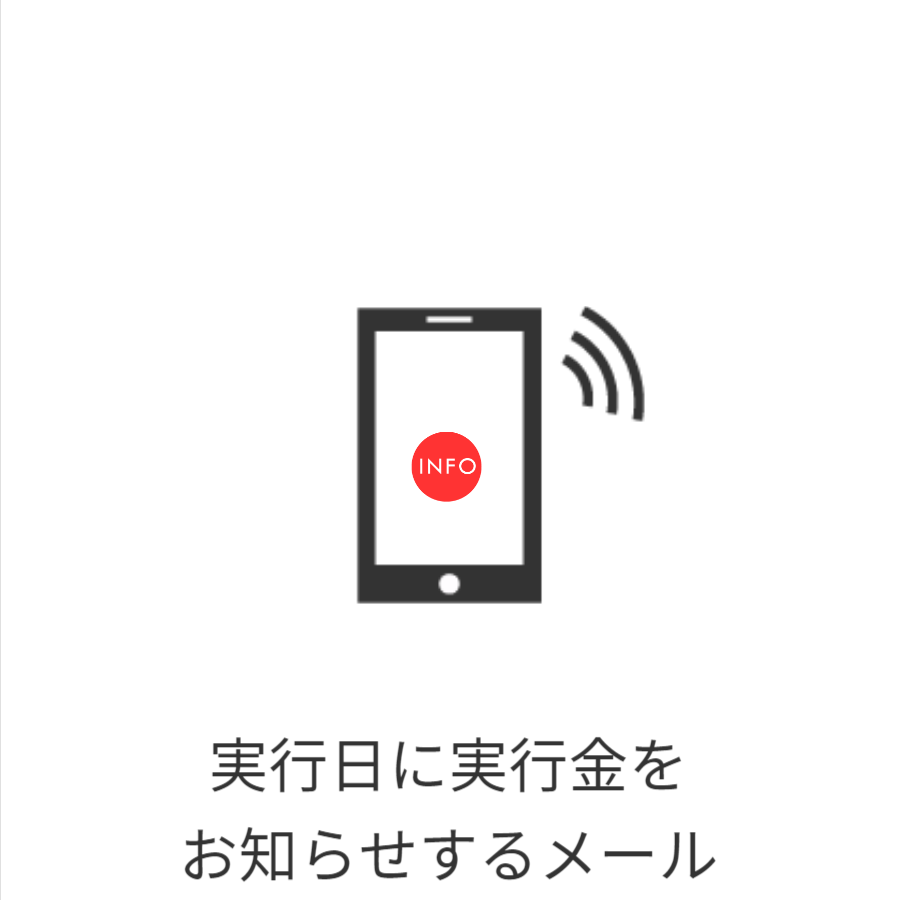 ご登録のメールアドレス宛にご通知する安心サービスです。実行日が到来したことのお知らせです。